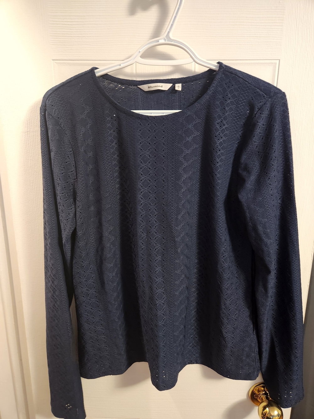 Blue Long Sleeve Eyelet